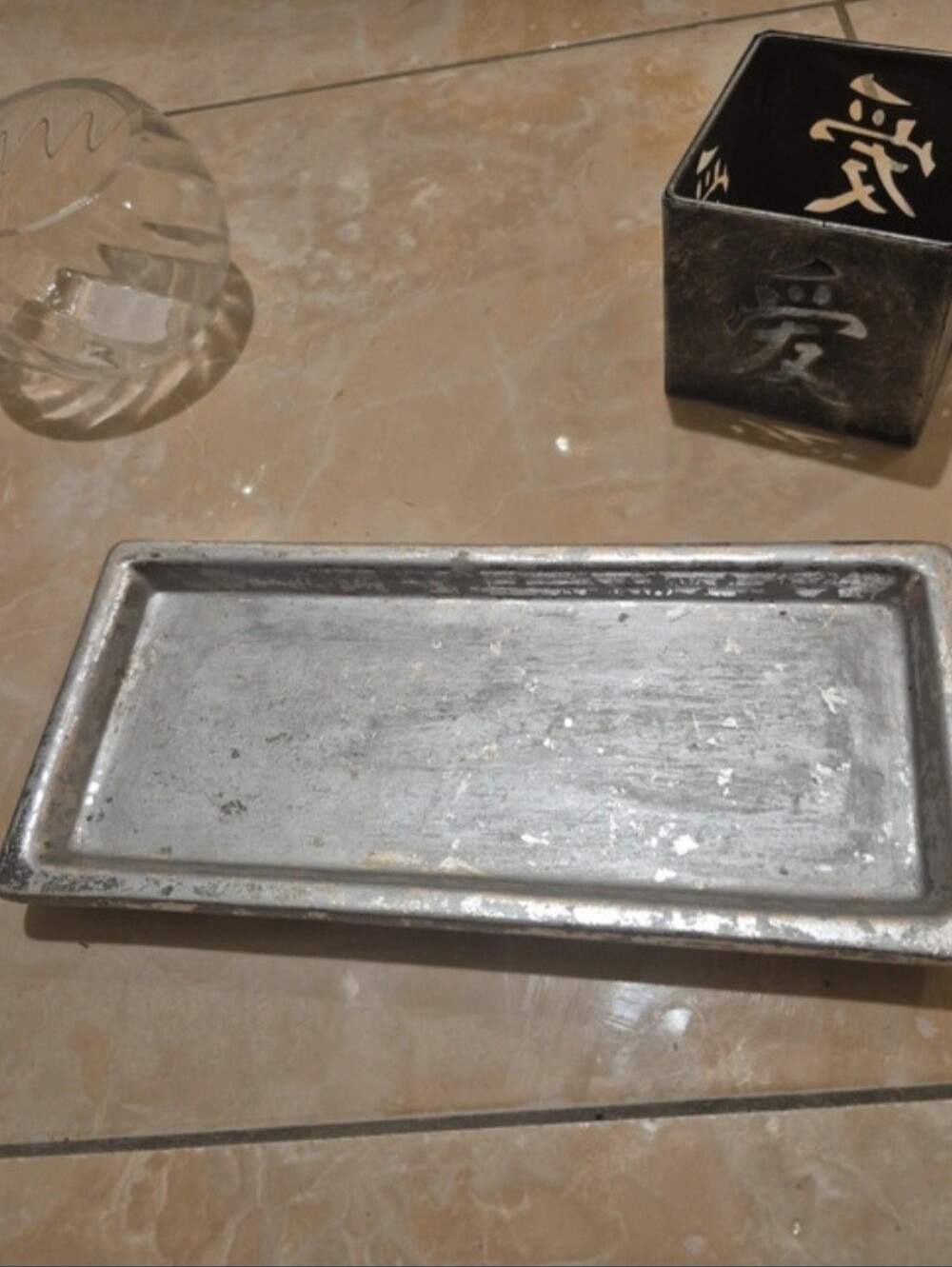3 Candle Holders Collection of 3 Glass Ceramic Tin